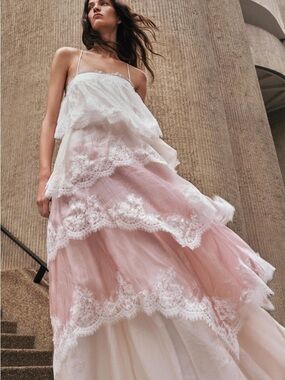 knee length dresses for ladies Aje Soundscape Maxi Dress Size 8 Chalk Pink main image 0